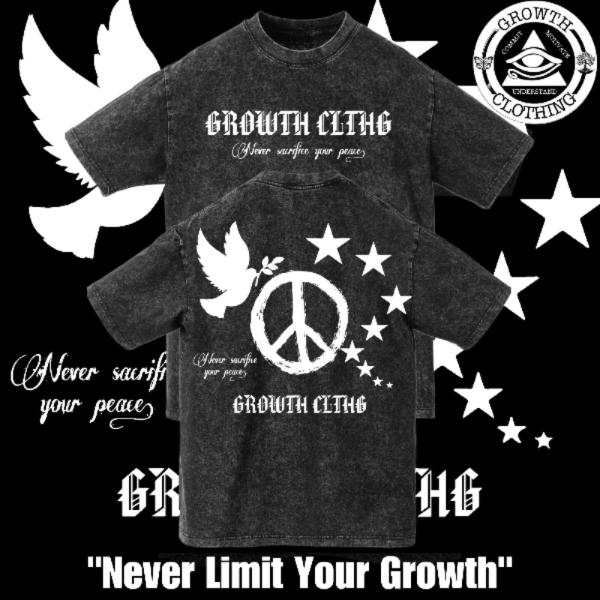 Vintage Never Sacrifice Your Peace Short Sleeve Heavyweight Unisex Tee - Growth Clothing 361