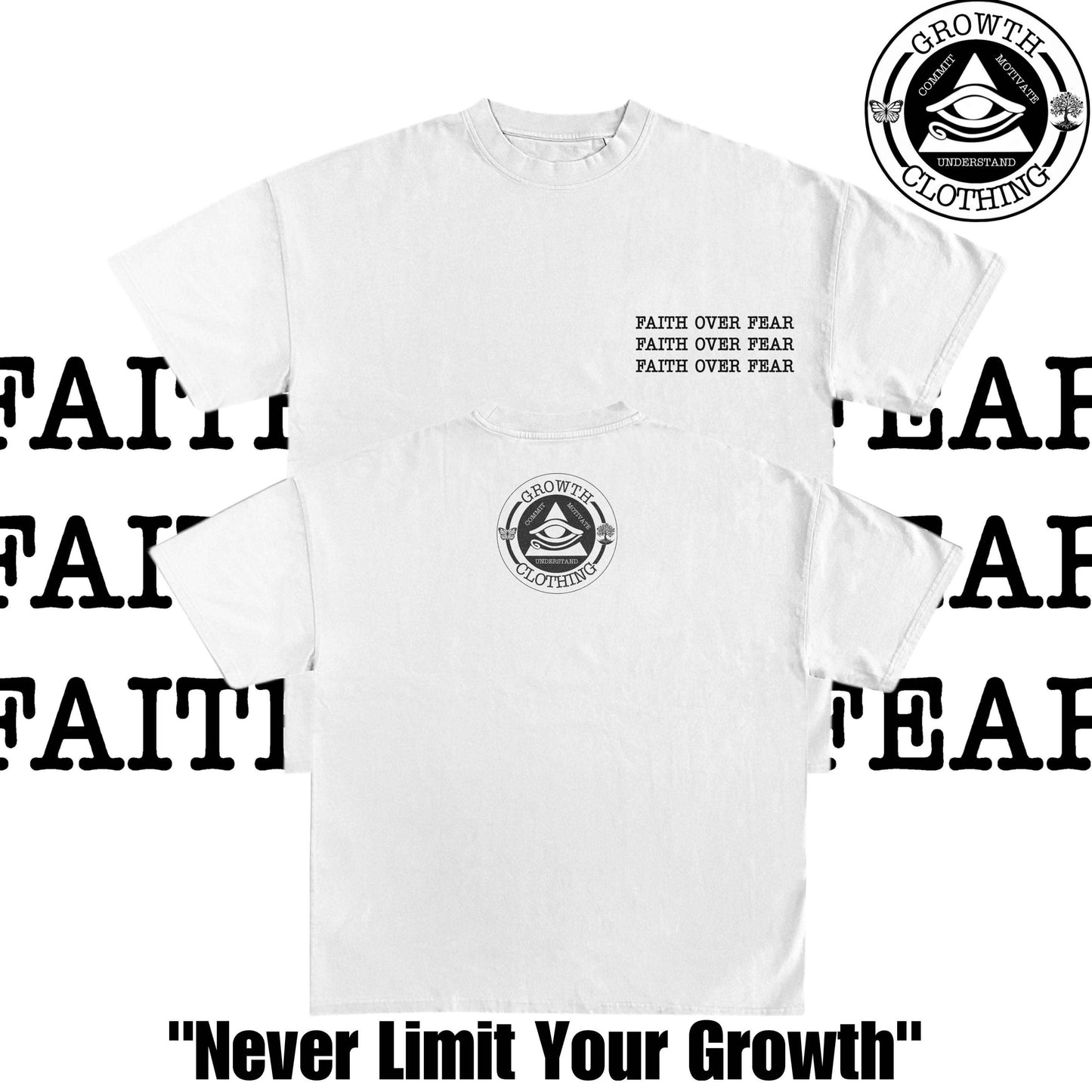Faith Over Fear Short Sleeve Heavyweight Unisex Tee - Growth Clothing 361