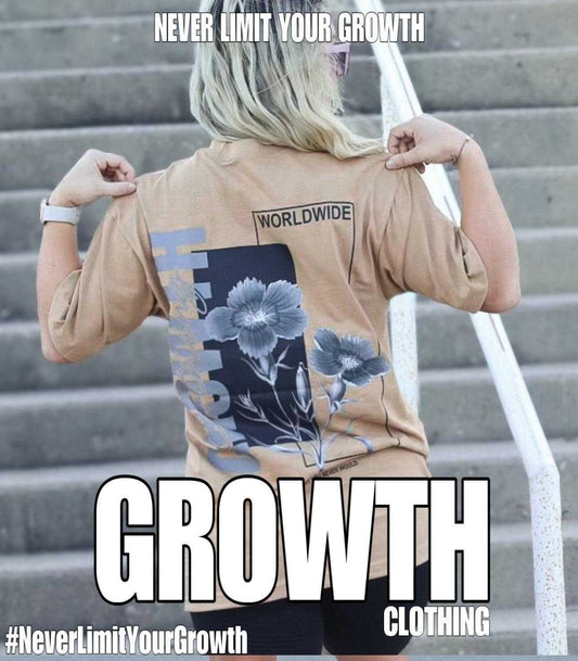 Women's Exclusive Growth Graphic Short Sleeve Heavyweight Unisex Tee Shirt - Growth Clothing 361