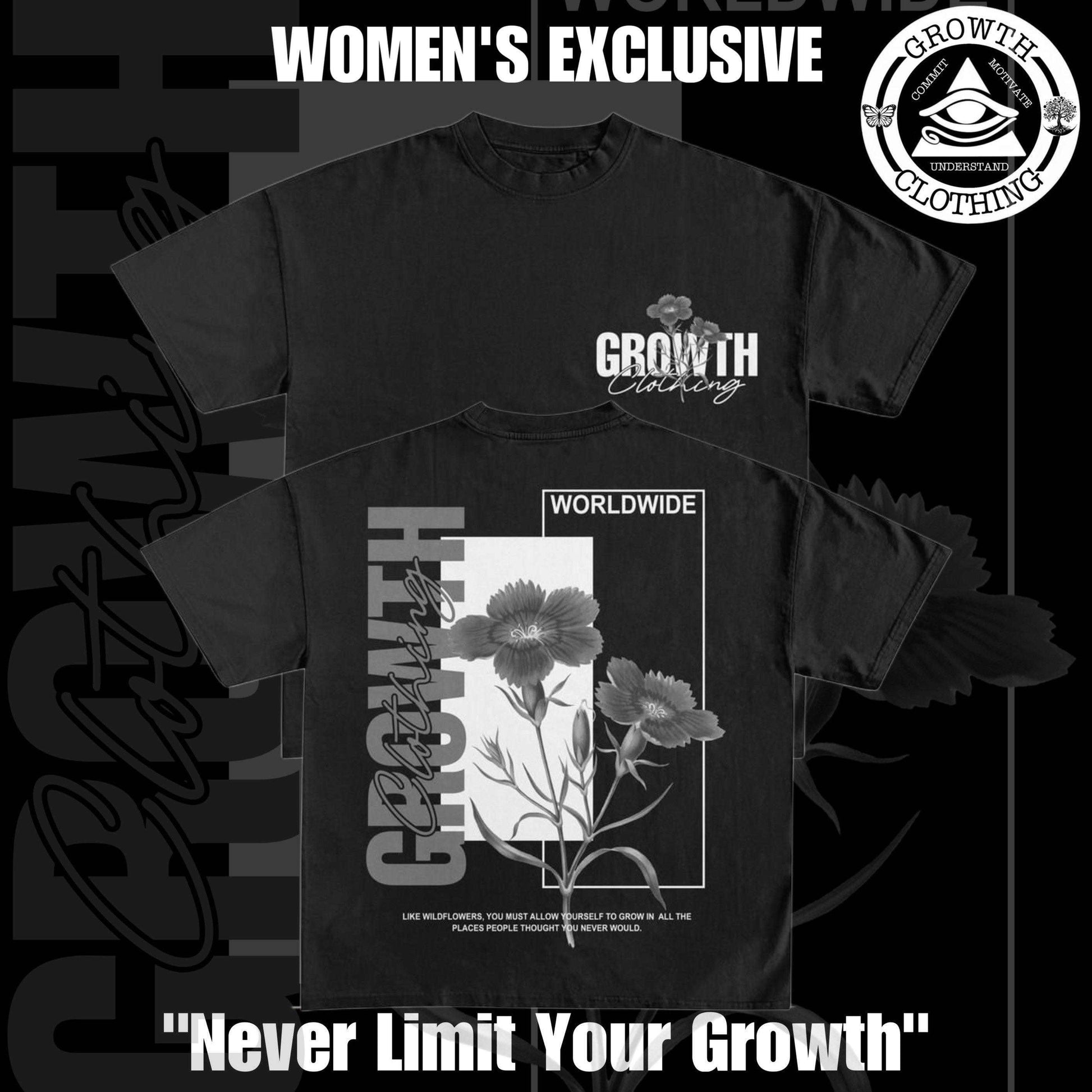 Women's Exclusive Growth Graphic Short Sleeve Heavyweight Unisex Tee Shirt - Growth Clothing 361