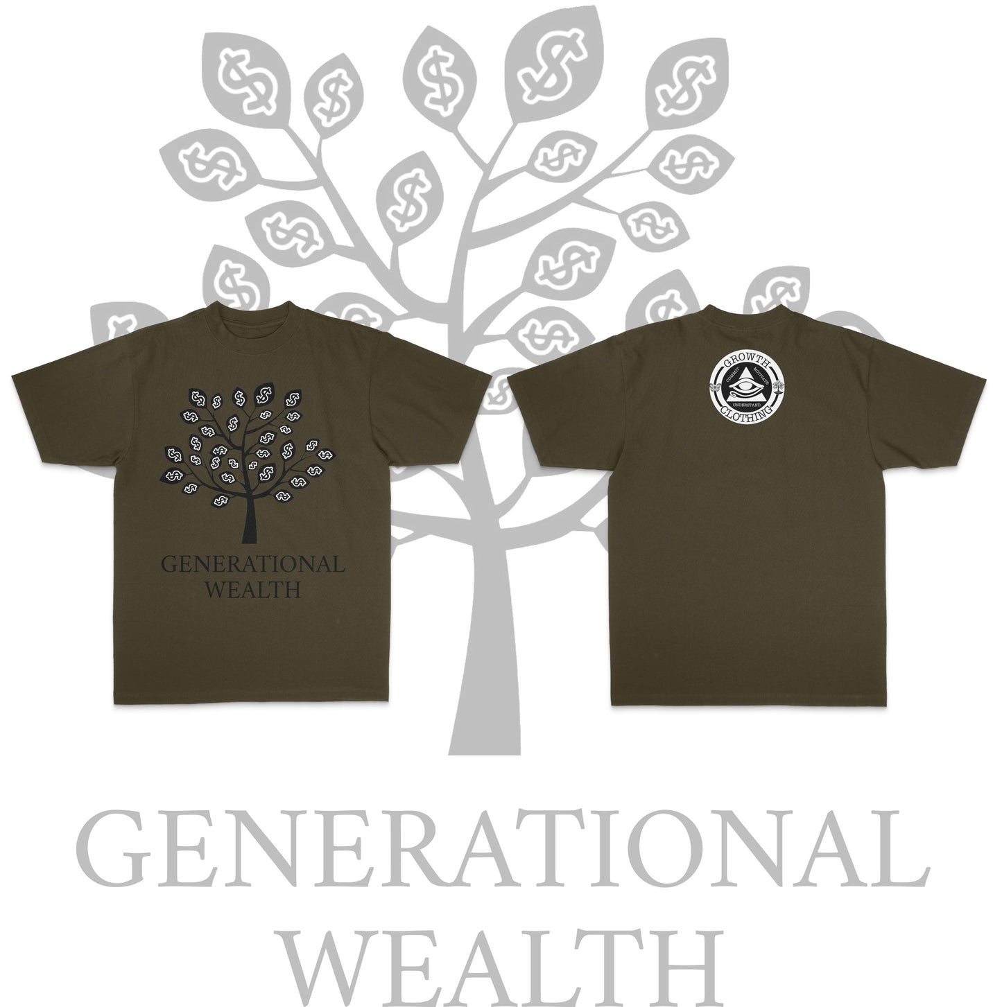 Generational Wealth Short Sleeve Heavyweight Unisex Tee Shirt - Growth Clothing 361